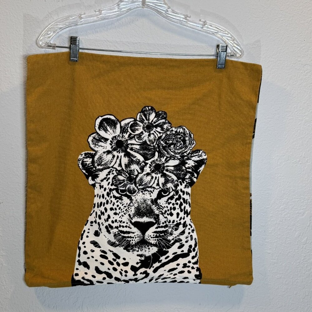 Ikea Floral Leopard & Bee Print Pillow Cover 20"x20"